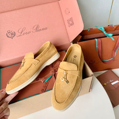 Loro Piana Dark Beige Suede Summer Charms Walk Loafers