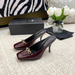SL SQUARE TOE MULES WINE CALFSKIN