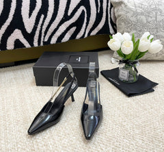 SL BLAKE SLINGBACK PUMPS BLACK CALFSKIN