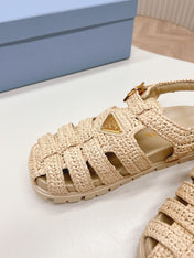 PRA RUBBER FISHERMAN SANDALS BEIGE LAMBSKIN