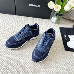 CC SNEAKER IN NAVY BLUE WOOL TWEED AND SUEDE