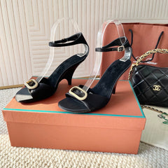 HIGH HEELS SANDALS 80 MM IN BLACK SATIN MIX SUEDE