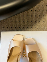 CD TRIBALES PUMPS IN BEIGE SATIN AND CALFSKIN