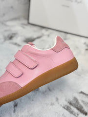 RETRO SNEAKERS WITH RIPTAPE STRAPS IN PINK LAMBSKIN MIX SUEDE