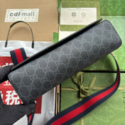 OPHIDIA MEDIUM MESSENGER FLAP BAG 27 IN DARK GREY AND BLACK CALFSKIN