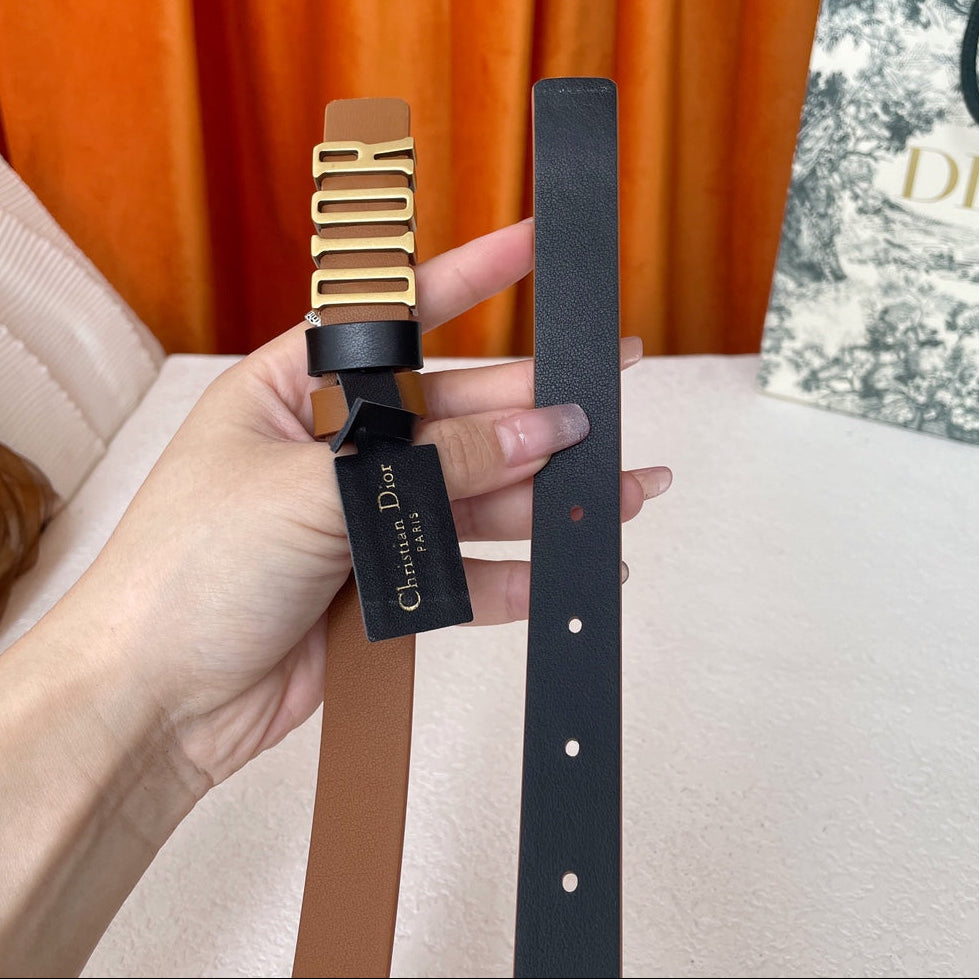 DIOR 25S BELT 20 MM IN BROWN CALFSKIN 562035