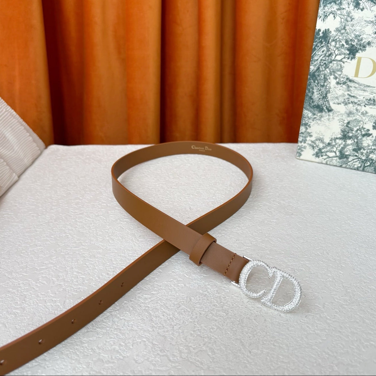 DIOR 25S BELT 20 MM IN BROWN CALFSKIN 595249