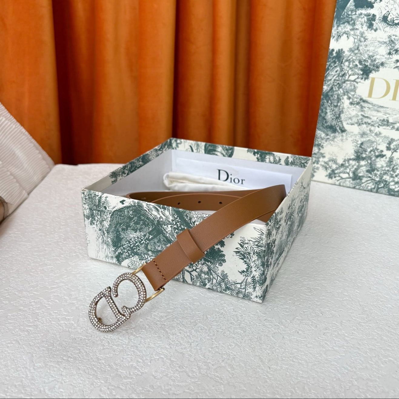 DIOR 25S BELT 20 MM IN BROWN CALFSKIN 595250