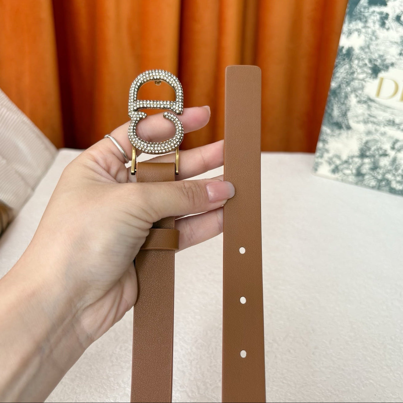 DIOR 25S BELT 20 MM IN BROWN CALFSKIN 595250