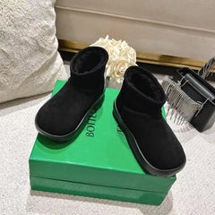 SNAP MINI ANKLE BOOTS IN BLACK SUEDE AND SHEARLING LINING