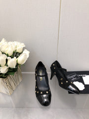 MARY JANE BLACK SUEDE AND LAMBSKIN ATTACH METAL