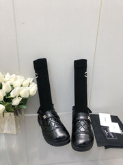 CHUNKY PLATFORM SHEARLING SLIPPER BLACK LAMBSKIN