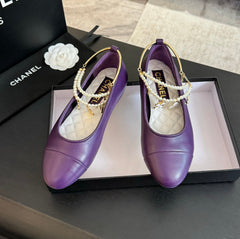Double Strap Chunky Heel Mary Jane Shoes Violet Purple