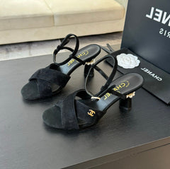 High Sandals Lambskin Black