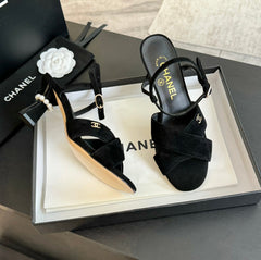 High Sandals Lambskin Black