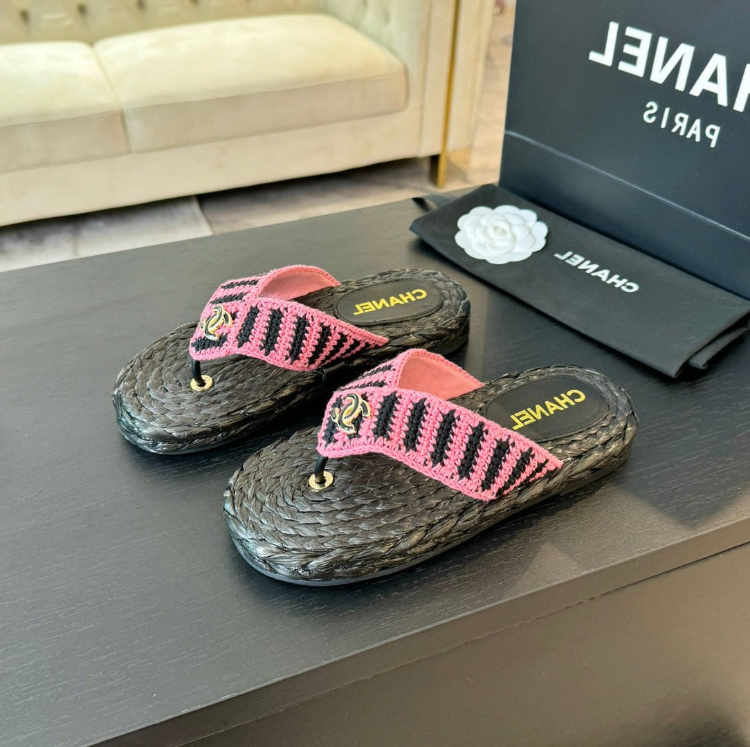 Double C Hottest Knit Flip-Flops Black Pink