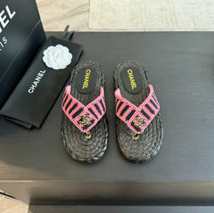 Double C Hottest Knit Flip-Flops Black Pink