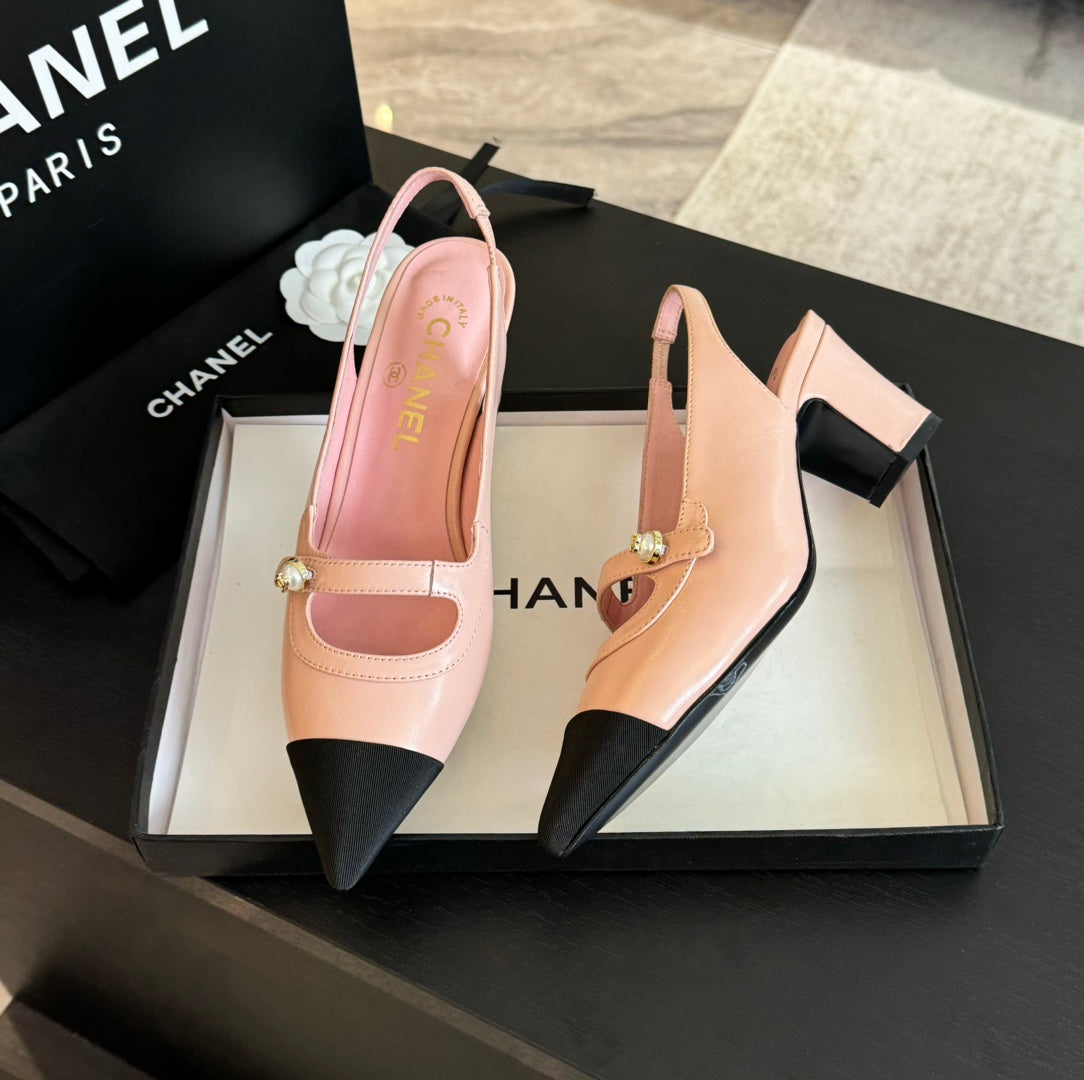 Double C WOMEN'S Slingback SPIRIT TOE Light Pink Lambskin