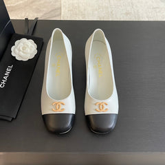 CC PUMP WHITE MIX BLACK CALFSKIN