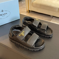 PRA FLAT NAPPA SANDALS BLACK LAMBSKIN