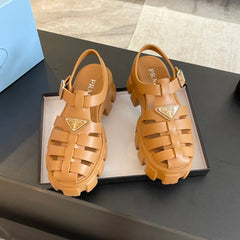 PRA RUBBER MONOLITH SANDALS BRONZE CALFSKIN