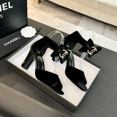 HIGH SANDAL OPEN TOE IN BLACK VELVET