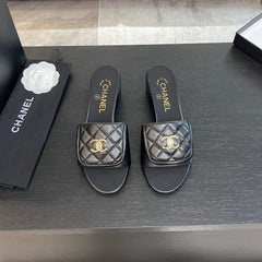 MID-HEEL 5 CM MULE IN BLACK LAMBSKIN