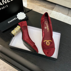 HIGH HEEL 85 MM SANDALS IN CHERRY RED SUEDE AND MESH