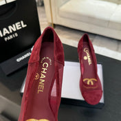 HIGH HEEL 85 MM SANDALS IN CHERRY RED SUEDE AND MESH