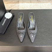 HIGH HEEL MULE 65 MM IN MOUSE GRAY FELT COTH