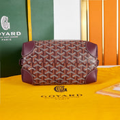 BOWLING TOILETRY BAG 24 IN BURGUNDY RED GOYARDINE CANVAS AND CALFSKIN