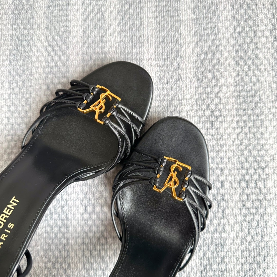 YSL HIGH HEEL 90MM IN BLACK CALFSKIN GOLD HARDWARE