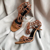 BABYLONE SANDALS 90 IN BLACK TAN LAMBSKIN