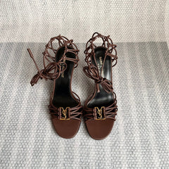 BABYLONE SANDALS 90 IN BLACK BROWN LAMBSKIN