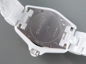 J12 Date Quartz White Ceramic Black Numerals White Dial