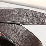 HM H D'ANCRE BELT BUCKLE & REVERSIBLE BLACK AND CHOCOLATE BROWN LEATHER STRAP 38 MM GOLD HARDWARE