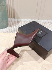 YSL 25S JILL MULES IN BURGUNDY SMOOTH CALFSKIN