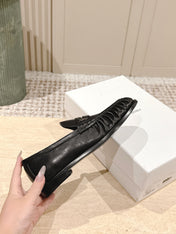 YSL 25S SAINT LAURENT LOAFERS IN BLACK CALFSKIN WITH SMALL LOGO