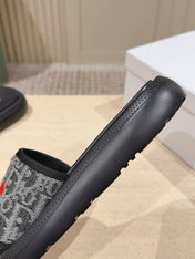 DIOR 26S SLIDE SANDALS IN GREY MONOGRAM EMBROIDERED CANVAS