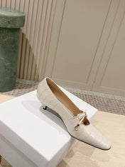 DIOR 26S MARY JANE KITTEN HEEL 40MM IN BEIGE CROCODILE EMBOSSED CALFSKIN
