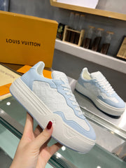 LV WOMEN GROOVY PLATFORM IN WHITE MIX LIGHT BLUE EMBOSSED CALFSKIN