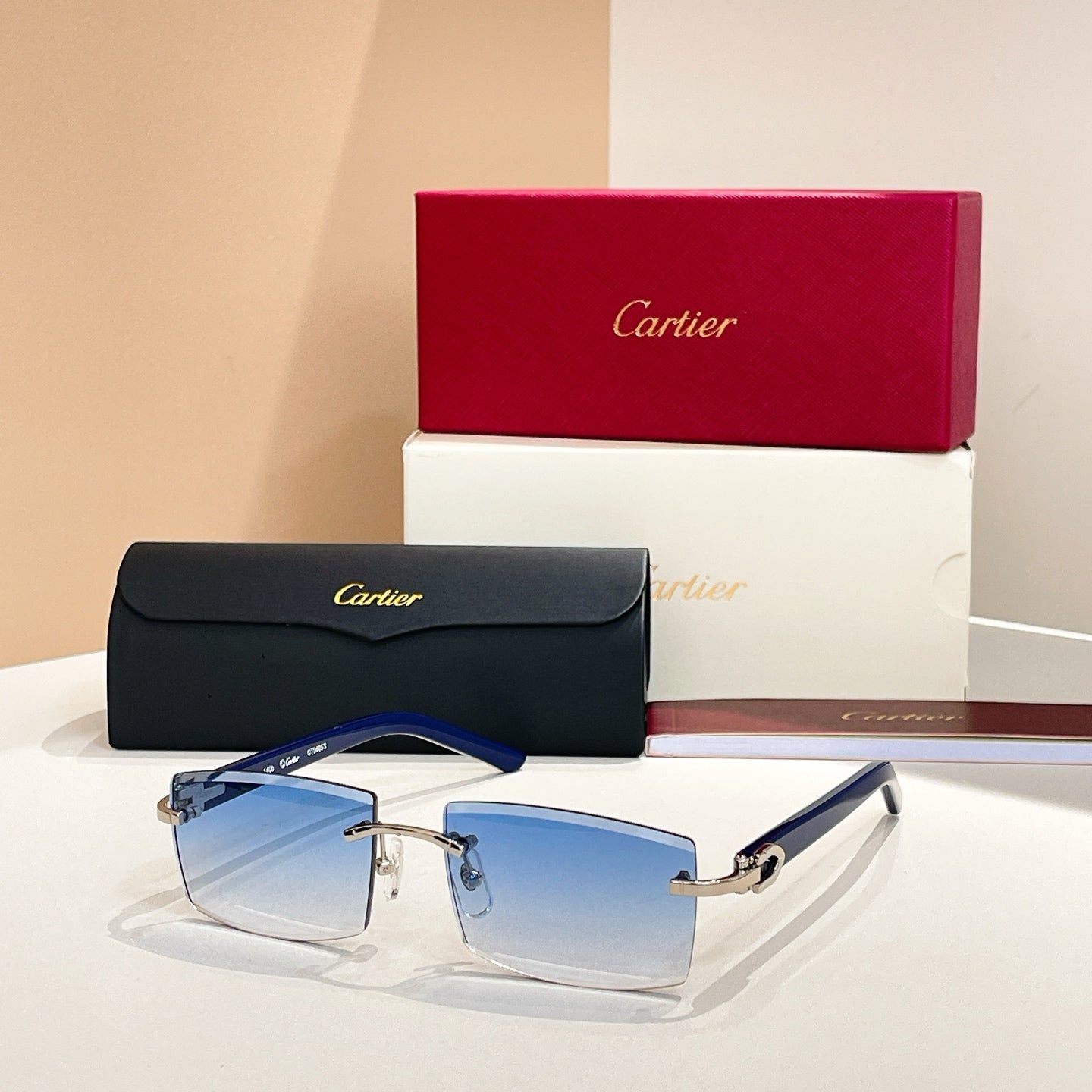 C DE RIMLESS RECTANGULAR FRAME SUNGLASSES  571828 IN METAL