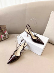 MY DD SLINGBACK PUMP 85MM IN BURGUNDY RED CALFSKIN