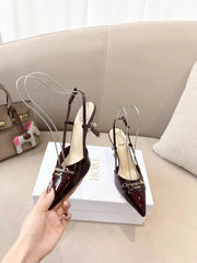 MY DD SLINGBACK PUMP 85MM IN BURGUNDY RED CALFSKIN