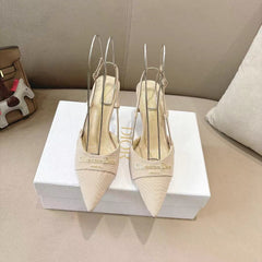 MY DD SLINGBACK PUMP 85MM IN BEIGE DENIM