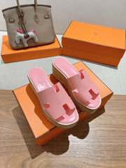 HM 25S HIGH WEDGE SANDALS IN PINK LAMBSKIN STYLE 31