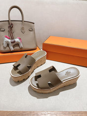 HM 25S HIGH WEDGE SANDALS IN MOCHA BROWN LAMBSKIN STYLE 15