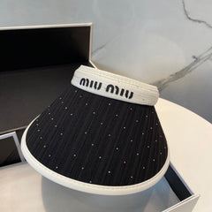 MM FASHION VISOR CAP IN WHITE MIX BLACK FABRIC