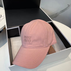 MM BASEBALL CAP IN PEACHY PINK FABRIC BRAND EMBROIDERY
