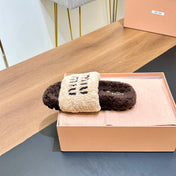 WOOL SLIPPER BEIGE AND CHOCOLATE